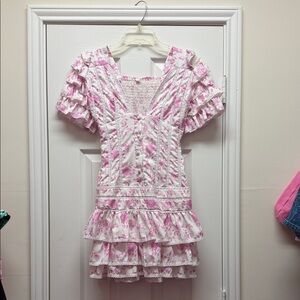 Pink Floral Ruffle Dress